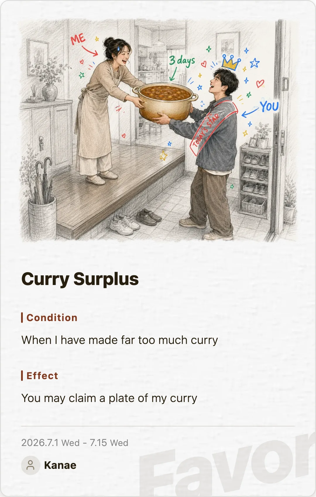 Favor card
