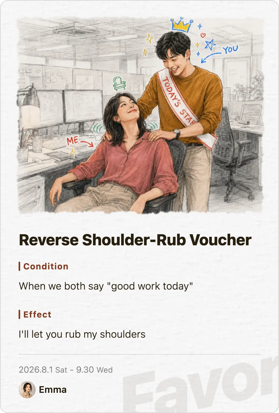 Favor card