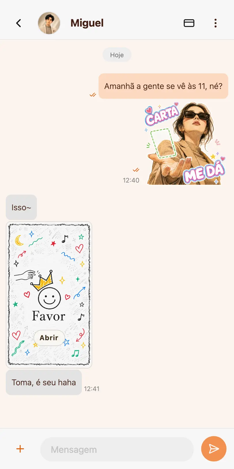 Entregue na conversa